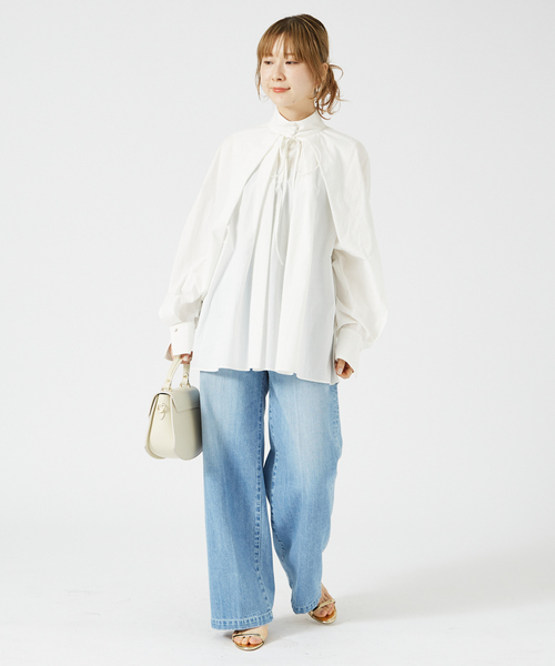 Rouge vif（ルージュヴィフ）の「ハイネックリボンブラウス2（シャツ/ブラウス・レディース・ホワイト/チャコールグレー・フリー）」の14枚目の写真