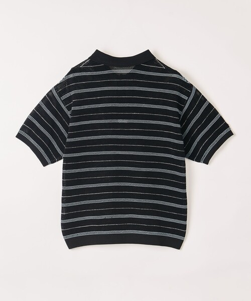 MONKEY TIME（モンキータイム）の「シルケット USAコットン ボーダー ポロシャツ（ポロシャツ・メンズ・ブラック/パープル・XL/L/M/S）」の4枚目の写真