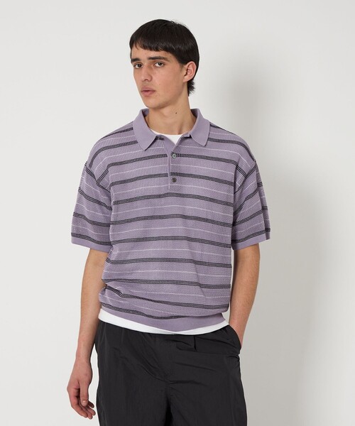 MONKEY TIME（モンキータイム）の「シルケット USAコットン ボーダー ポロシャツ（ポロシャツ・メンズ・ブラック/パープル・XL/L/M/S）」の16枚目の写真
