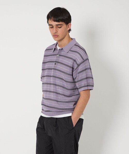 MONKEY TIME（モンキータイム）の「シルケット USAコットン ボーダー ポロシャツ（ポロシャツ・メンズ・ブラック/パープル・XL/L/M/S）」の17枚目の写真