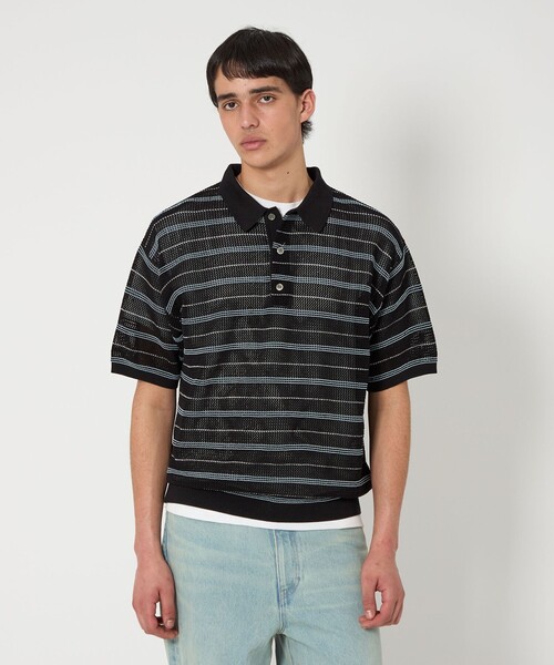 MONKEY TIME（モンキータイム）の「シルケット USAコットン ボーダー ポロシャツ（ポロシャツ・メンズ・ブラック/パープル・XL/L/M/S）」の21枚目の写真