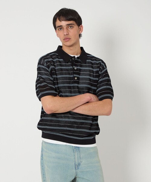 MONKEY TIME（モンキータイム）の「シルケット USAコットン ボーダー ポロシャツ（ポロシャツ・メンズ・ブラック/パープル・XL/L/M/S）」の22枚目の写真