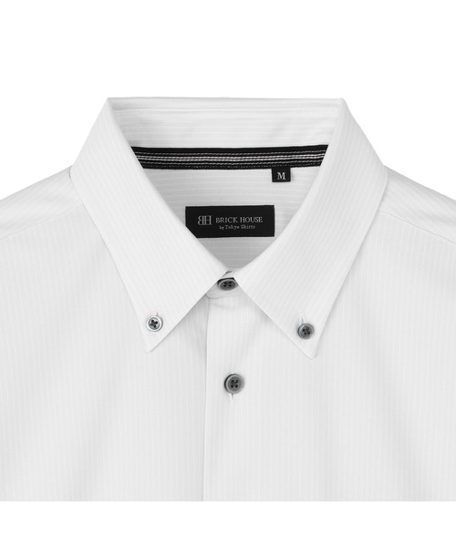 TOKYO SHIRTS(トウキョウシャツ)の「カラーテープ ボタンダウンデザインカジュアル長袖シャツ(ポロシャツ・メンズ・グレー・M/L/LL)」の3枚目の写真