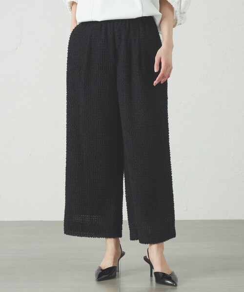 CAST:（キャストコロン）の「【セットアップ対応/オンでもオフでも活躍】フェザーシフォンイージーパンツ（その他パンツ・レディース・ブラック/オフホワイト・S/M/L）」の2枚目の写真