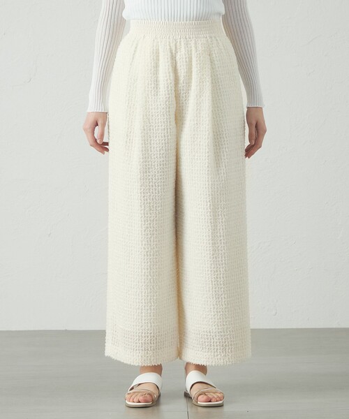 CAST:（キャストコロン）の「【セットアップ対応/オンでもオフでも活躍】フェザーシフォンイージーパンツ（その他パンツ・レディース・ブラック/オフホワイト・S/M/L）」の6枚目の写真