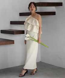 2WAY one shoulder dress with frill / フリル付き2WAYワンショルダーワンピース