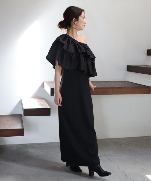 JILTUpetit frill dress フリルワンピース 2WAY one shoulder dress with frill / フリル付き2WAYワン