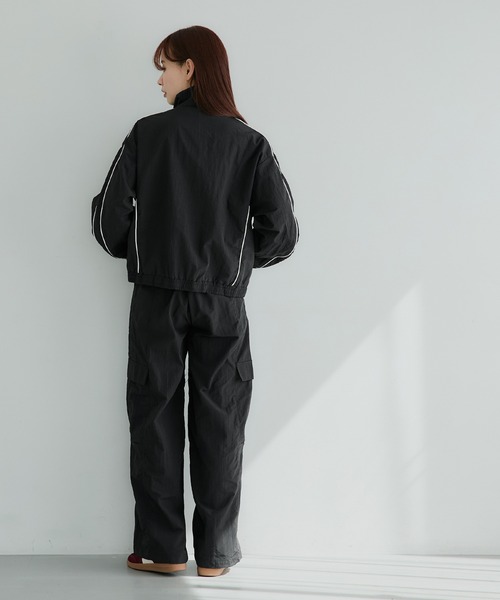 coca（coca）（コカ）の「ワッシャーナイロントラックジャケット（ブルゾン・レディース・グレー/ブラック・S/M/L）」の5枚目の写真