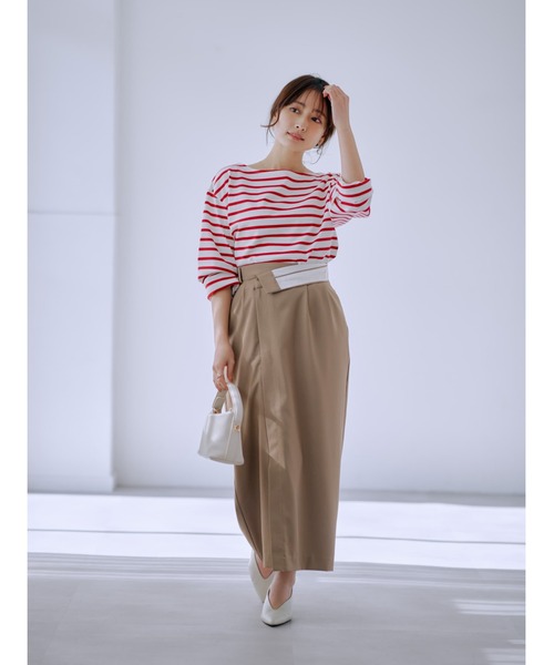 COHINA(コヒナ)の「ボーダーショートロンT 【低身長・小柄女性】(Tシャツ/カットソー・レディース・グリーン/レッド/グレー・ONE SIZE)」の17枚目の写真