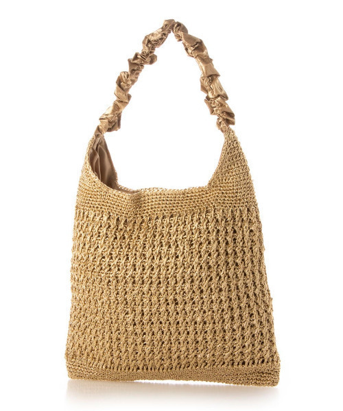 cache cache(カシュ カシュ)の「カシュカシュ cachecache / メタリックコードフリルハンドルトート(かごバッグ・レディース・ゴールド/シルバー/ブラック・FREE)」の3枚目の写真