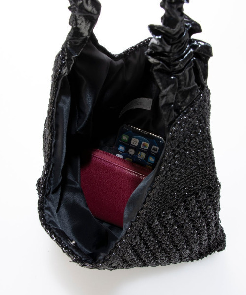 cache cache(カシュ カシュ)の「カシュカシュ cachecache / メタリックコードフリルハンドルトート(かごバッグ・レディース・ゴールド/シルバー/ブラック・FREE)」の8枚目の写真