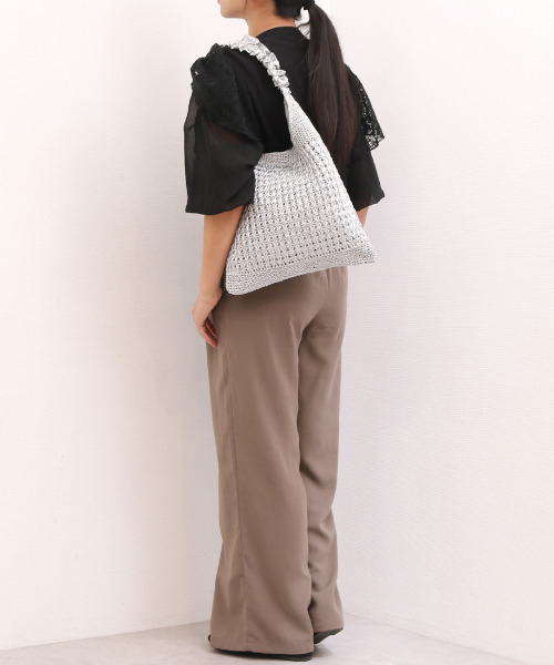 cache cache(カシュ カシュ)の「カシュカシュ cachecache / メタリックコードフリルハンドルトート(かごバッグ・レディース・ゴールド/シルバー/ブラック・FREE)」の22枚目の写真