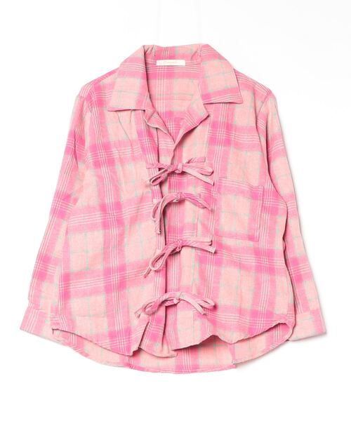 Dream garden(ドリームガーデン)の「リボンデザインチェック柄シャツ(シャツ/ブラウス・レディース・ピンク系・S/M/L/XL)」の11枚目の写真