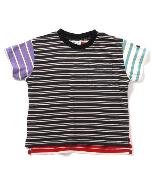 BREEZE（ブリーズ）の「【WEB限定/ジュニア対応】無地ボーダー半袖Tシャツ（Tシャツ/カットソー・キッズ・パープル/ライム/レンガ/レインボー/ピンク/グリーン/その他13/ベージュ/オレンジ/オフホワイト/その他12/ブルー/ブラック/チャコール/その他11/ミント・150/110/120/140/90/130/100）」の16枚目の写真