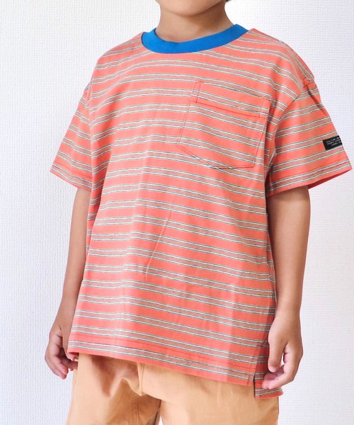 BREEZE（ブリーズ）の「【WEB限定/ジュニア対応】無地ボーダー半袖Tシャツ（Tシャツ/カットソー・キッズ・パープル/ライム/レンガ/レインボー/ピンク/グリーン/その他13/ベージュ/オレンジ/オフホワイト/その他12/ブルー/ブラック/チャコール/その他11/ミント・150/110/120/140/90/130/100）」の12枚目の写真