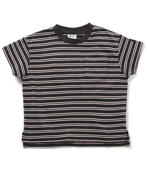 BREEZE（ブリーズ）の「【WEB限定/ジュニア対応】無地ボーダー半袖Tシャツ（Tシャツ/カットソー・キッズ・パープル/ライム/レンガ/レインボー/ピンク/グリーン/その他13/ベージュ/オレンジ/オフホワイト/その他12/ブルー/ブラック/チャコール/その他11/ミント・150/110/120/140/90/130/100）」の4枚目の写真