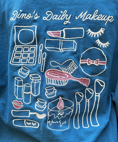 DOUBLE NAME(ダブルネーム)の「MAKE UP恐竜刺しゅうロンTEE(Tシャツ/カットソー・レディース・スミクロ/オフホワイト/ブルー・FREE)」の11枚目の写真