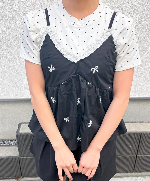 frunco（フランコ）の「リボン刺繍キャミソール（キャミソール・レディース・ブルー/ブラック・FREE）」の8枚目の写真
