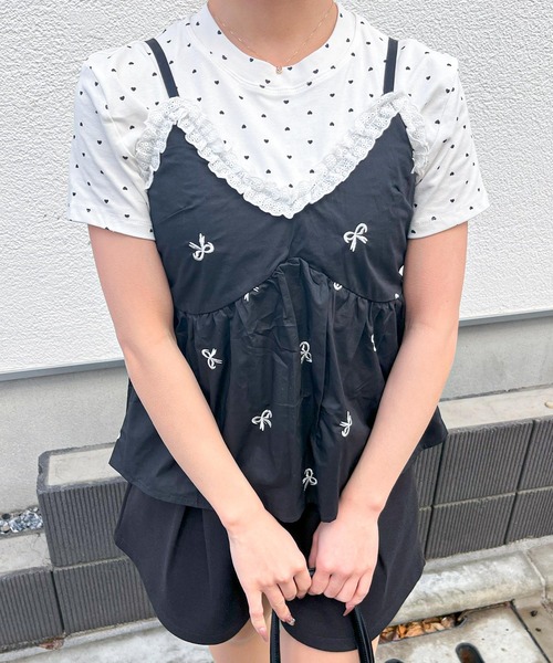 frunco（フランコ）の「リボン刺繍キャミソール（キャミソール・レディース・ブルー/ブラック・FREE）」の9枚目の写真
