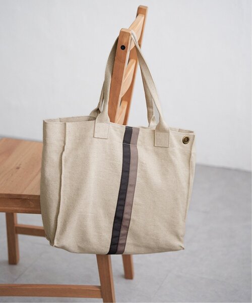 notch.(ノッチ)の「ダブルラインキャンバストートバッグ(トートバッグ・レディース・ベージュ/オフホワイト・ONESIZE)」の8枚目の写真