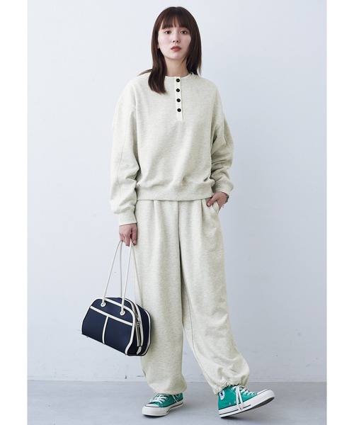 MEDE19F(メデジュウキュウ)の「BRAND NEW MIX STYLE ヘンリーネックスウェット(スウェット・レディース・グレイッシュベージュ・3L/LL/L/M/S)」の3枚目の写真