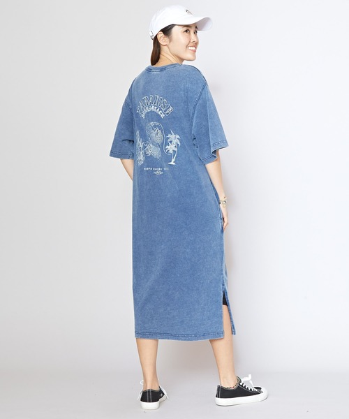 Kahiko(カヒコ)の「【Kahiko】SURF&Palms ユーイングTシャツワンピース(ワンピース・レディース・ライトブルー/グレー/ダークブルー・FREE)」の10枚目の写真