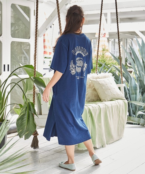 Kahiko(カヒコ)の「【Kahiko】SURF&Palms ユーイングTシャツワンピース(ワンピース・レディース・ライトブルー/グレー/ダークブルー・FREE)」の17枚目の写真