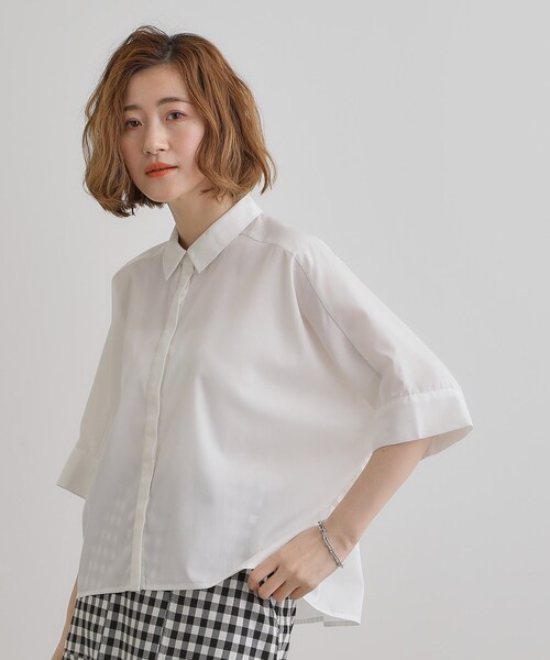 grove(グローブ)の「【夏に嬉しい機能付き】ドルマンクロップドシャツ(シャツ/ブラウス・レディース・オフホワイト/ネイビー/ブルー系2/ネイビー系2/ホワイト系5・03/02/01/04/05)」の8枚目の写真
