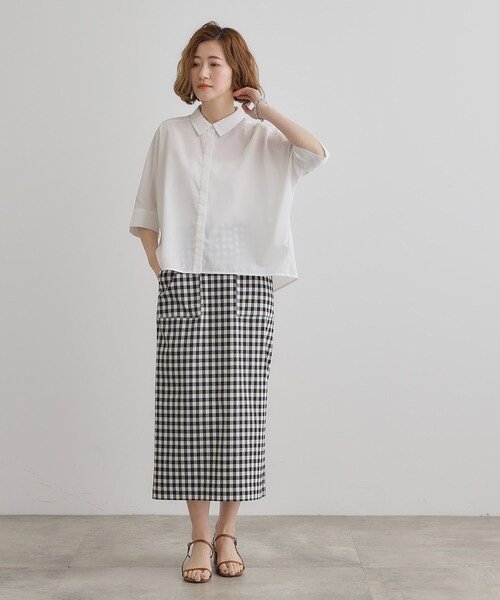 grove(グローブ)の「【夏に嬉しい機能付き】ドルマンクロップドシャツ(シャツ/ブラウス・レディース・オフホワイト/ネイビー/ブルー系2/ネイビー系2/ホワイト系5・03/02/01/04/05)」の9枚目の写真