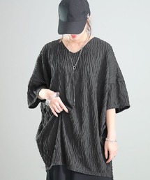 ウェーブストライプドルマンチュニック【大きいサイズ対応】