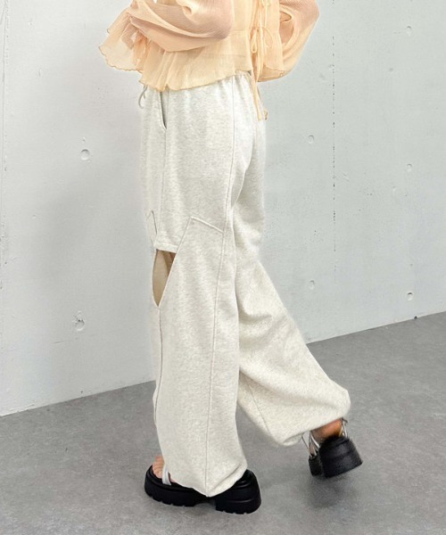 archives（アルシーヴ）の「サイドカットアウトスウェットパンツ（スウェットパンツ・レディース・オートミール/グレー・MEDIUM）」の4枚目の写真