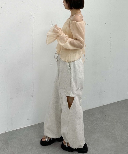 COZY WORLDWIDE カットアウト パンツ Sculpted White ○関送込○ 7color ／ 3size 】カットアウトサイドスリットロングデニム
