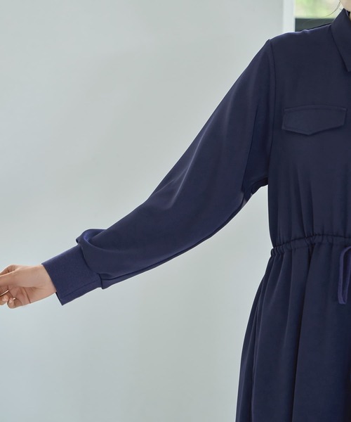 STYLE DELI（スタイルデリ）の「【LUXE】ウエストマークシャツワンピース（ワンピース・レディース・ネイビー/グリーン系その他・2/1）」の11枚目の写真
