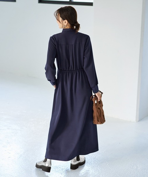 STYLE DELI（スタイルデリ）の「【LUXE】ウエストマークシャツワンピース（ワンピース・レディース・ネイビー/グリーン系その他・2/1）」の8枚目の写真