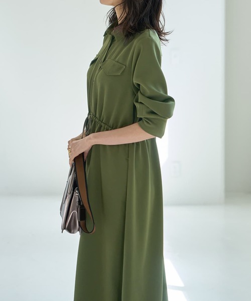 STYLE DELI（スタイルデリ）の「【LUXE】ウエストマークシャツワンピース（ワンピース・レディース・ネイビー/グリーン系その他・2/1）」の15枚目の写真