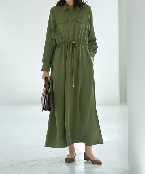 STYLE DELI（スタイルデリ）の「【LUXE】ウエストマークシャツワンピース（ワンピース・レディース・ネイビー/グリーン系その他・2/1）」の17枚目の写真