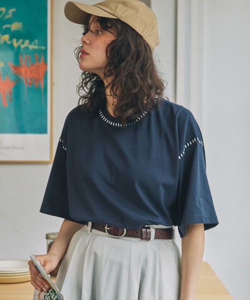 一目惚れ【boohoo】オープンステッチ ニット 半袖Tシャツ oe1118_tp.jpg