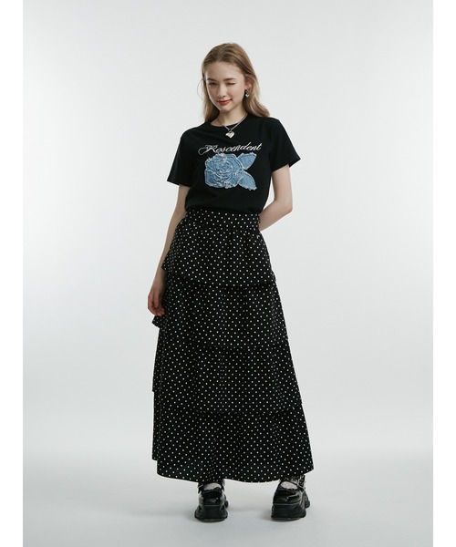 jouetie（ジュエティ）の「ローズドッキングTシャツ（Tシャツ/カットソー・レディース・レッド/オフホワイト/ブラック・MEDIUM）」の7枚目の写真