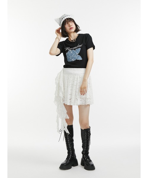 jouetie（ジュエティ）の「ローズドッキングTシャツ（Tシャツ/カットソー・レディース・レッド/オフホワイト/ブラック・MEDIUM）」の16枚目の写真