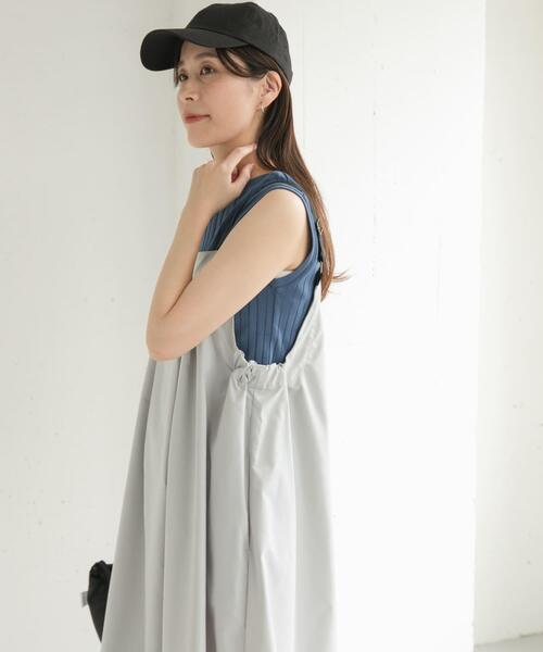 URBAN RESEARCH DOORS(アーバンリサーチドアーズ)の「『WEB/一部店舗限定カラー』『UR TECH POLIsh POLI』ワークジャンスカ(ワンピース・レディース・ライトグレー/カーキ/アイボリー/チャコールグレー・MEDIUM)」の8枚目の写真