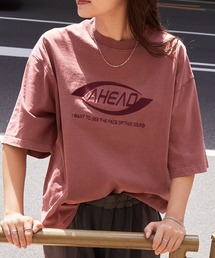 ヴィンテージライク ピグメント デザインロゴ刺繍オーバーサイズ半袖Tシャツ