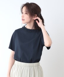 【前後2WAY/コットン100%/日本製】フリルネック Tシャツ