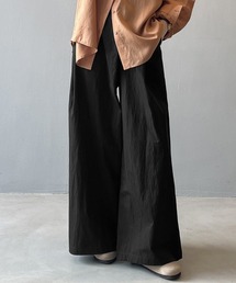 ラップ風デザイン ワイドタックパンツ