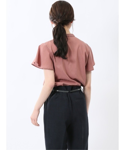 m.f.editorial（エムエフエディトリアル）の「【吸水速乾 抗菌防臭】m.f.エディトリアル レディース バンドカラー フレアスリー ブ 比翼 ブラウス（シャツ/ブラウス・レディース・ベージュ/ネイビー/レンガ・MEDIUM/LARGE）」の6枚目の写真
