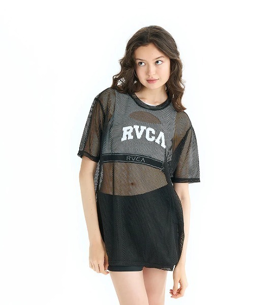 RVCA(ルーカ)の「RVCA レディース ARCH RVCA MESH TEE Tシャツ 【2025年夏モデル】/ルーカロゴメッシュ半袖Tシャツ(Tシャツ/カットソー・レディース・ホワイト/ブラック・SMALL/MEDIUM)」の2枚目の写真