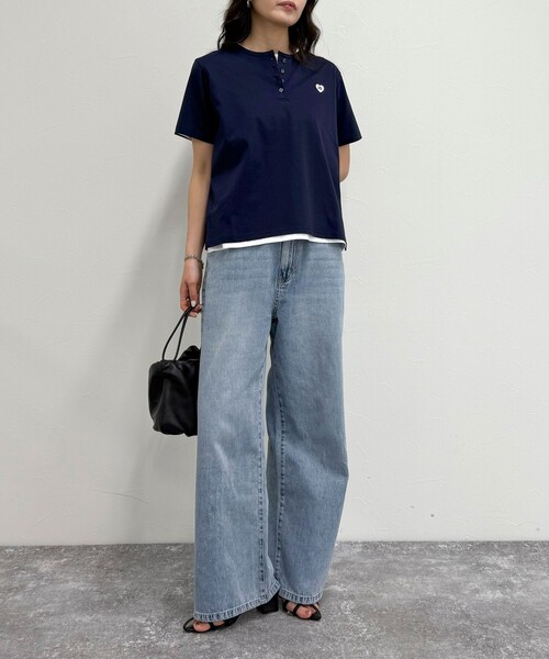 fredy emue（フレディエミュ）の「ハートFR刺繍ヘンリーTシャツ（Tシャツ/カットソー・レディース・オフホワイト/ホワイト系その他/ブルー系その他/ネイビー・38）」の13枚目の写真