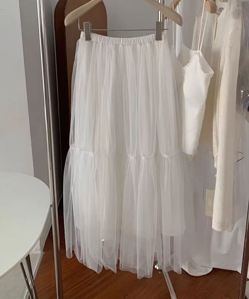 aimoha(アイモハ)の「ボリュームチュールティアードスカート(スカート・レディース・ブラック/ライトベージュ/ホワイト/グレー・FREE)」の22枚目の写真