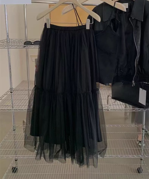 aimoha(アイモハ)の「ボリュームチュールティアードスカート(スカート・レディース・ブラック/ライトベージュ/ホワイト/グレー・FREE)」の20枚目の写真