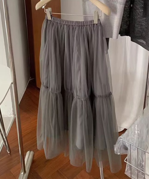 aimoha(アイモハ)の「ボリュームチュールティアードスカート(スカート・レディース・ブラック/ライトベージュ/ホワイト/グレー・FREE)」の21枚目の写真