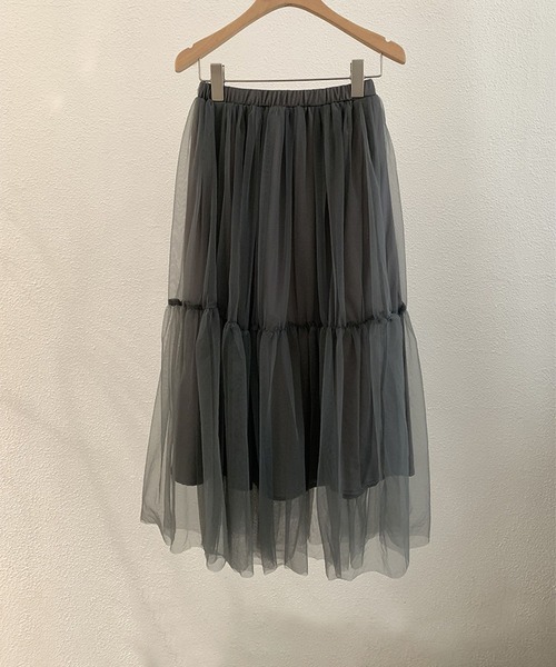 aimoha(アイモハ)の「ボリュームチュールティアードスカート(スカート・レディース・ブラック/ライトベージュ/ホワイト/グレー・FREE)」の17枚目の写真